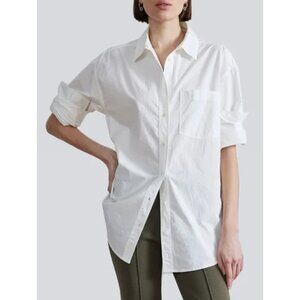 APIECE APART Oversized Button Down Shirt in Cream Minimalist Preppy - Size XS